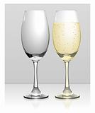 Full and empty champagne glasses vector