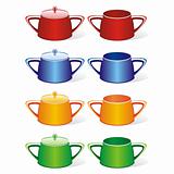 fully editable vector colored kettles ready to use
