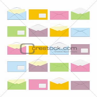 fully editable vector isolated colored envelopes ready to use