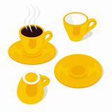 fully editable vector illustration of espresso cups and saucers ready to use