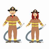 fully editable vector couple in fireman suit ready to use
