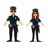 fully editable vector couple in police suit ready to use