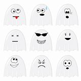 Set of nine cartoon ghosts