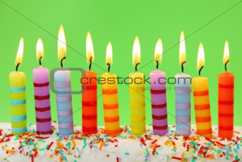 Ten birthday candles