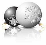 Black and white Christmas bulbs