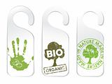 Set of three tags for organic products
