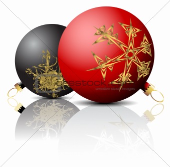 Black and red Christmas bulbs