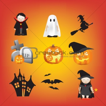 halloween illustration set