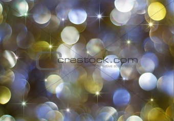 Multicolored holiday lights and stars