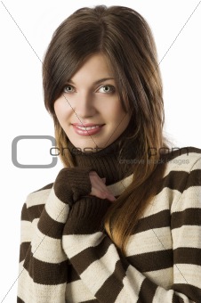 sweet girl with line sweater