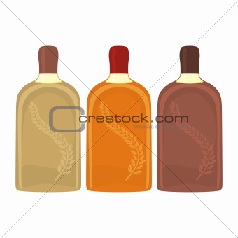 fully editable vector illustration of isolated whiskey bottles ready to use