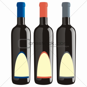 fully editable vector illustration of isolated wine bottles set ready to use