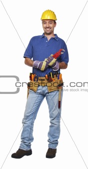 manual worker standing on white