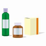 fully editable vector illustration of painkillers bottles and box ready to use