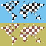 fully editable vector world map with chess pattern
