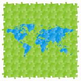 fully editable vector world map with puzzle pattern
