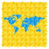 fully editable vector world map with puzzle pattern