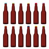 fully editable vector illustration of isolated beer bottles set ready to use