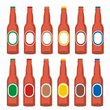fully editable vector illustration of isolated beer bottles set ready to use