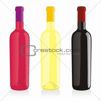 fully editable vector illustration of isolated wine bottles