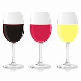 fully editable vector illustration of isolated wine glasses