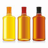 fully editable vector illustration of isolated whiskey bottles