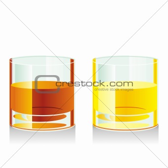 fully editable vector illustration of isolated whiskey glasses