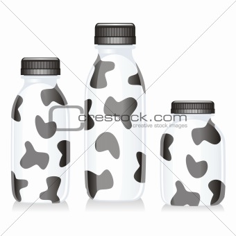 isolated funny milk glass bottles