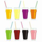 fully editable vector illustration of isolated juice glasses