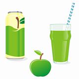 fullye ditable vector illustration of isolated juice glass and fruit