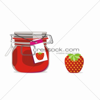 fully editable vector isolated jam jars and fruits set ready to use