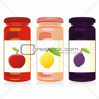 fully editable vector illustration of isolated jam jars set