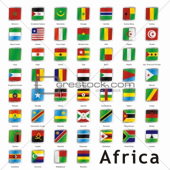 fully editable isolated african flags
