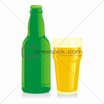 fully editable vector isolated bottles and glasses of different types of beer