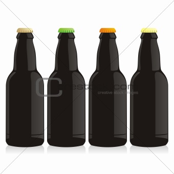 fully editable vector isolated bottles of different types of beer
