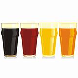 fully editable vector isolated beer glasses set