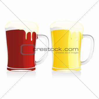 fully editable isolated beer mugs