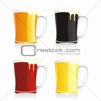 fully editable isolated beer mugs