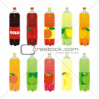 fully editable isolated carbonated drinks set