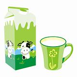 fully editable isolated milk carton boxes and colored mugs