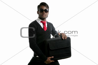 Afro american businessman student with laptop