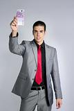Formal young businessman portrait with 500 euro note