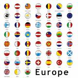 fully editable isolated european flags