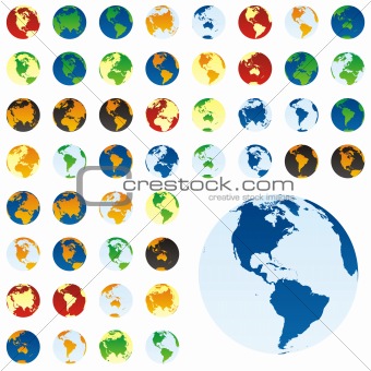 vector editable colored globes
