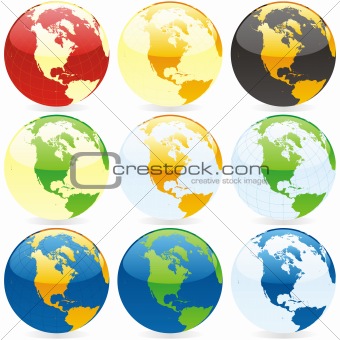vector editable colored globes