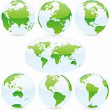 vector editable colored world map and globes