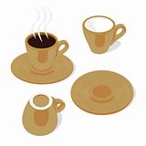 fully editable isolated espresso cups and saucers