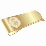 fully editable vector illustration of isolated golden money clip with dollar symbol