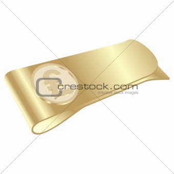 fully editable vector isolated golden money clip with pound symbol