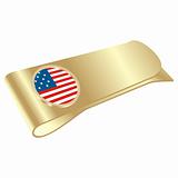 fully editable vector isolated golden money clip with USA flag